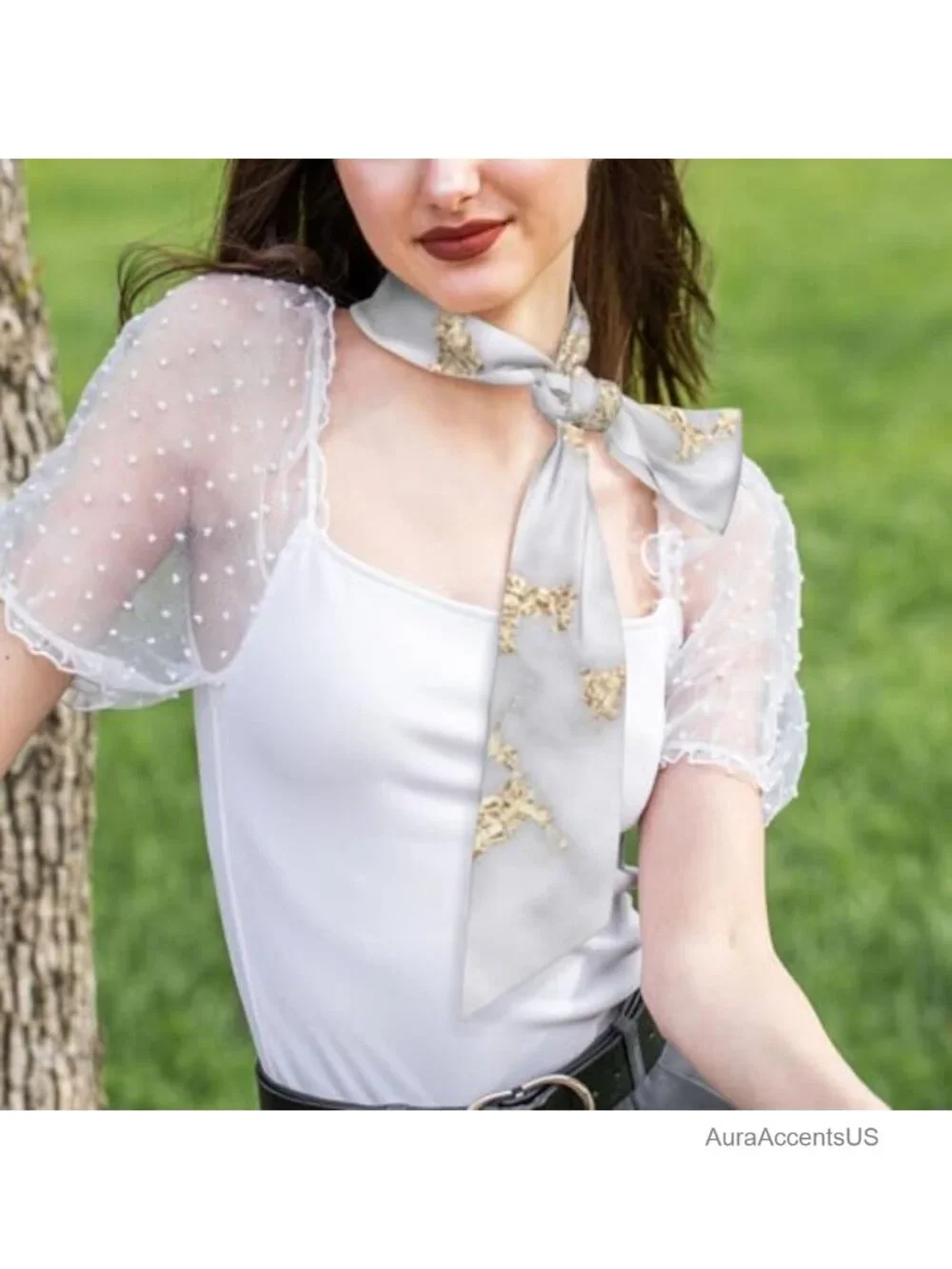Satin Polyester Fashion Scarf Neckerchief Long Thin Reversible Headscarf Bandana